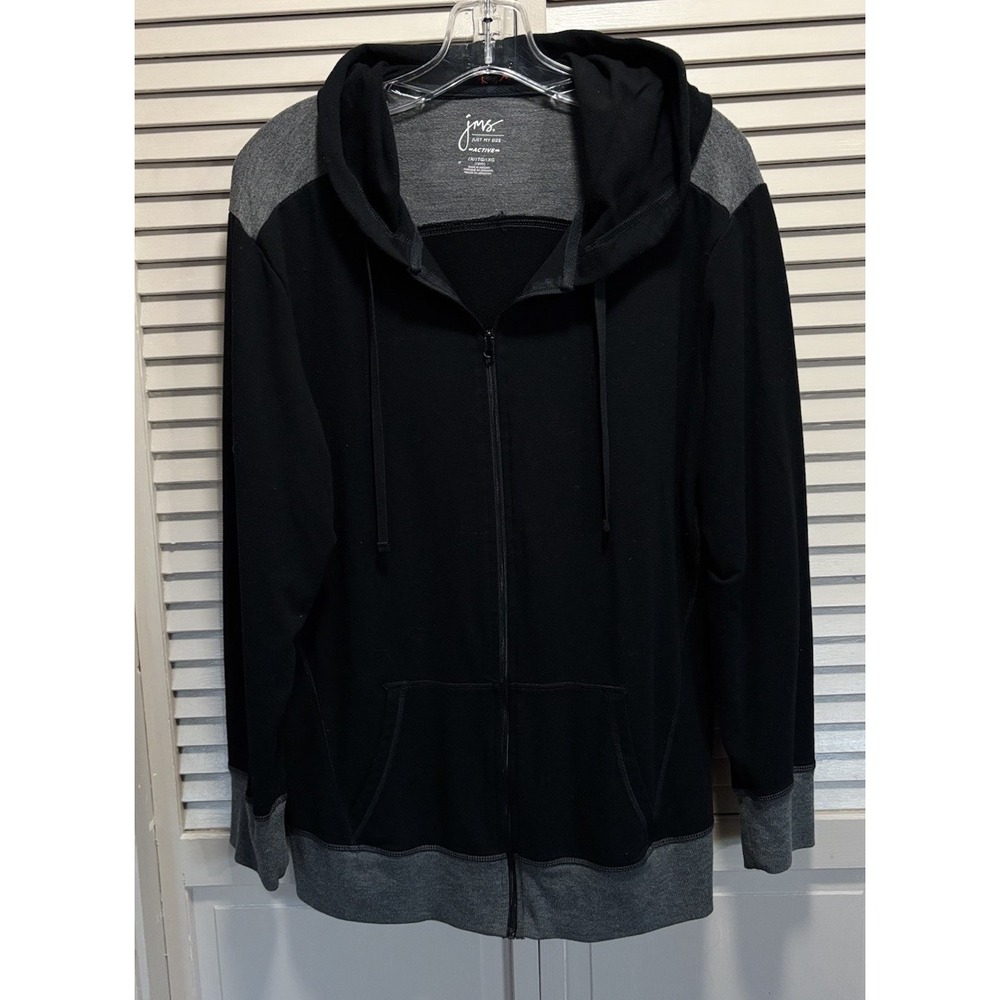 JMS Zip Up Sweatshirt Jacket Size XL Long Sleeve Colorblock Hood Soft Casual
